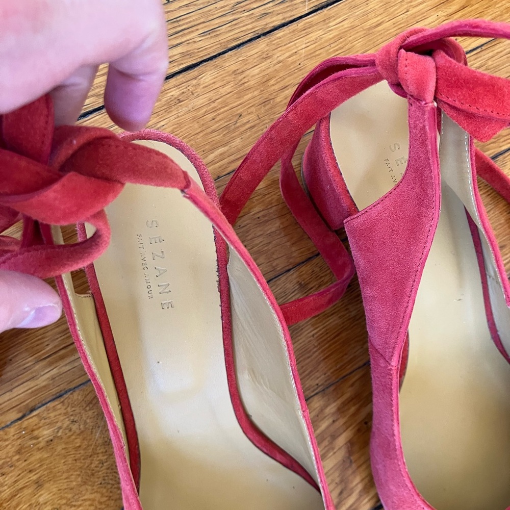 Sezane coral pumps with ballet ties size 8 NWOT - Picture 2 of 8